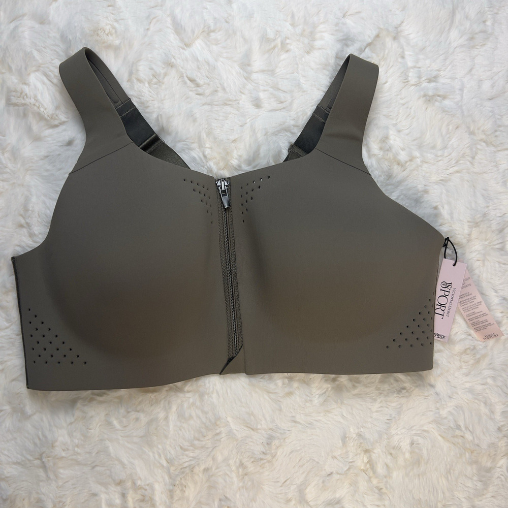 Victoria's Secret Dark Olive Green Featherweight Max Sports Front Close Bra 38C